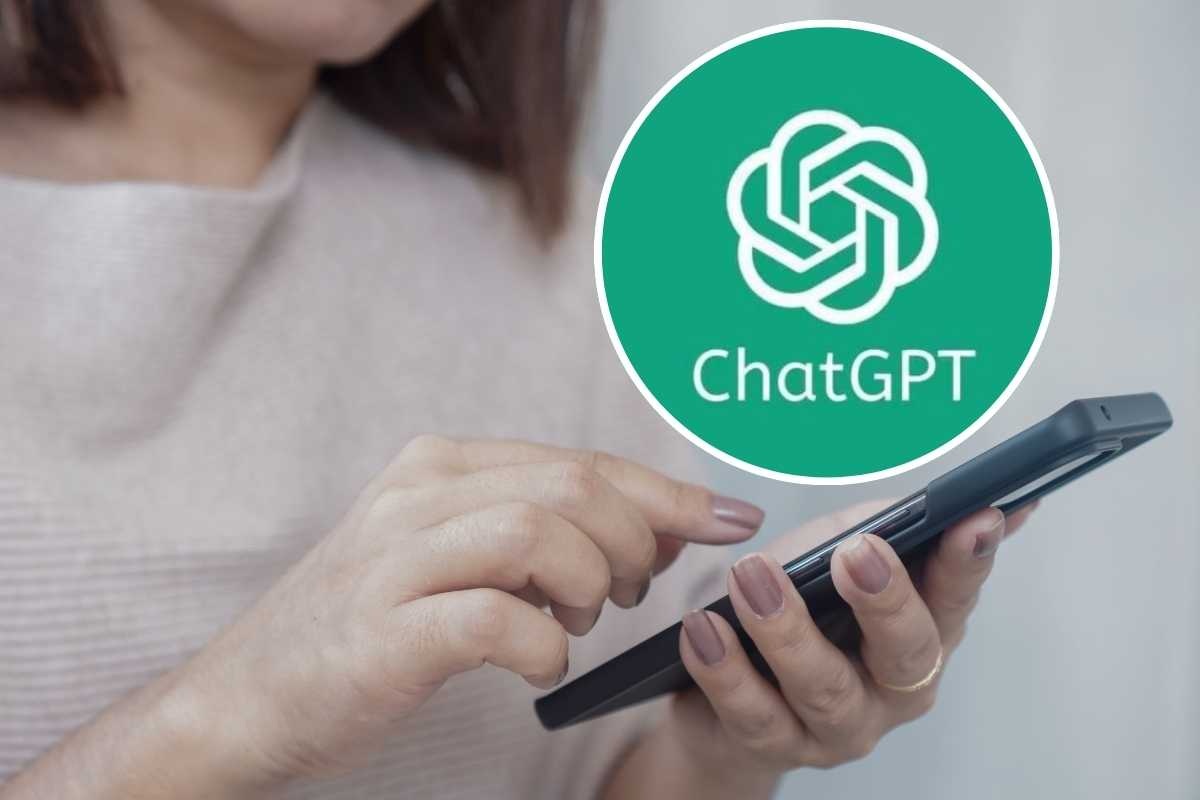 ChatGPT logo, donna con cellulare