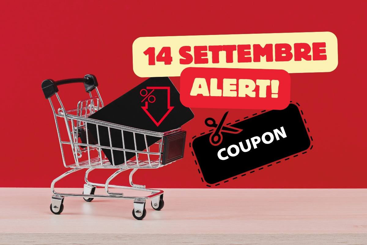 Carrello spesa, scritte 14 settembre alert, coupon