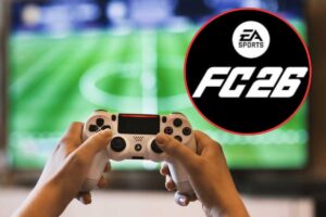 Mani con joystick, logo FC 26