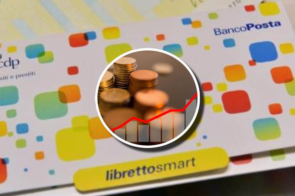 Un libretto smart di Poste Italiane e, in evidenza, dei centesimi di euro