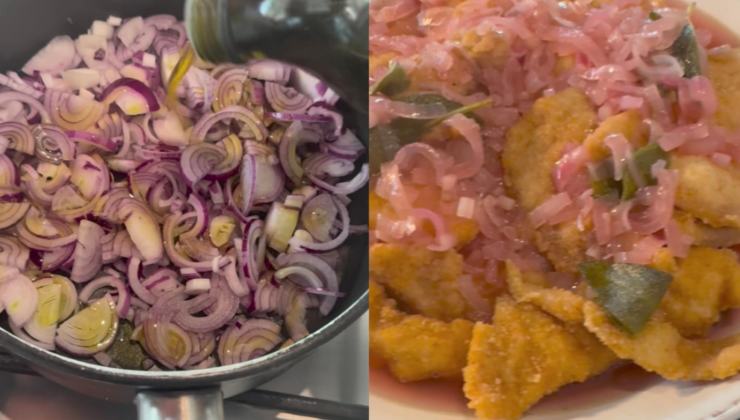 Cipolle in padella e cotolette