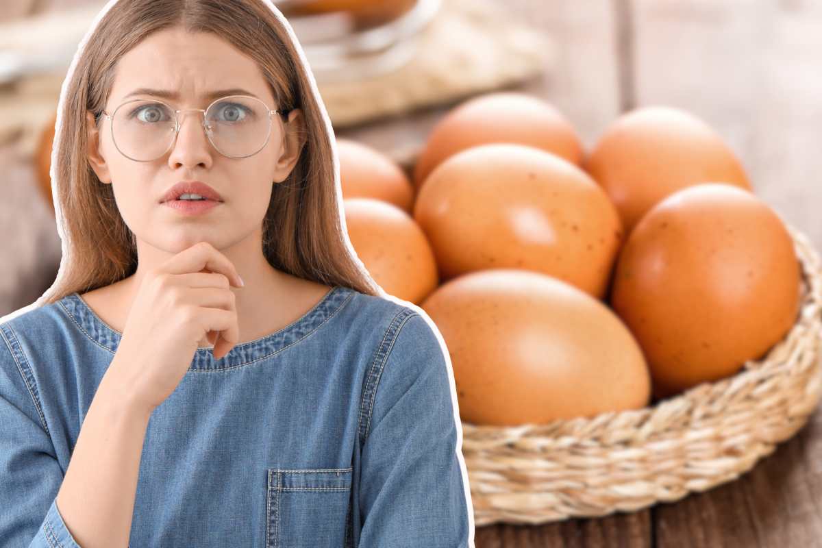 ragazza in primo piano e uova sullo sfondo