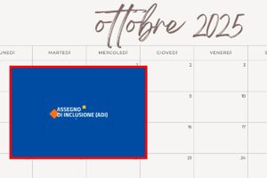 Calendario di ottobre e la grafica dell'assegno di inclusione