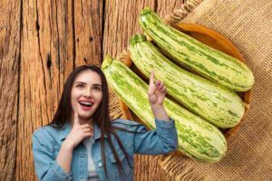 donna con idea e zucchine