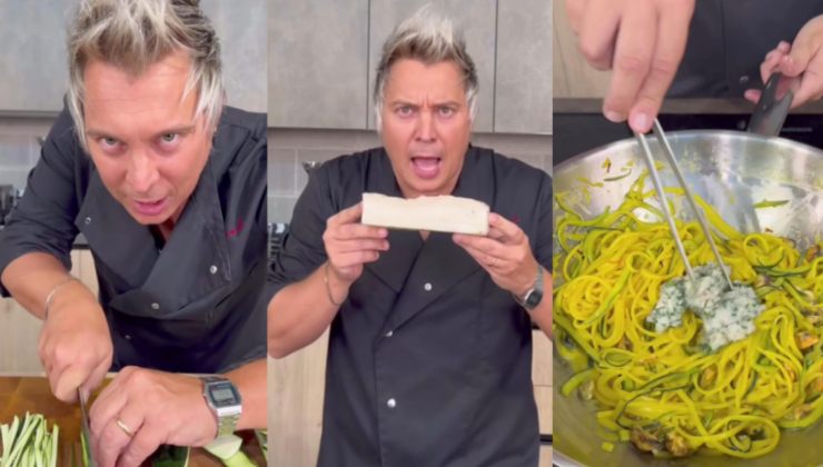 Andrea Mainardi alla preparazione delle linguine con cozze