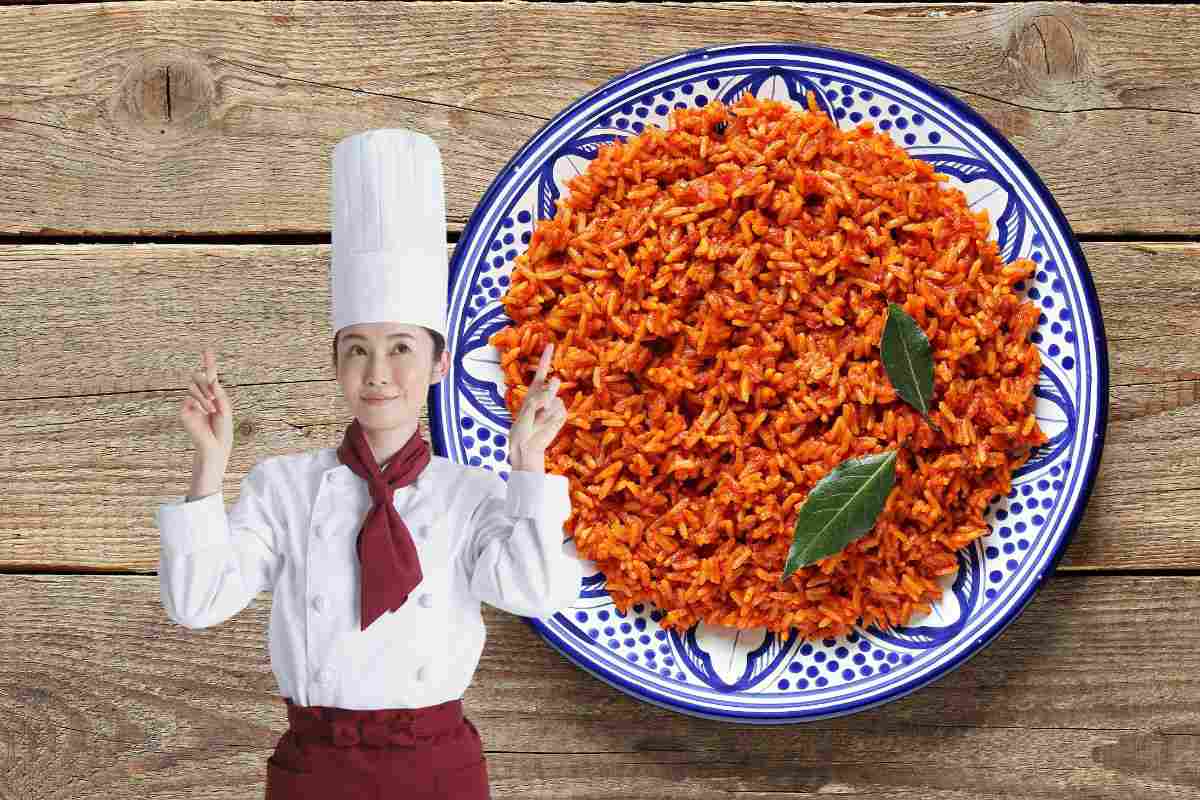 risotto all'amatriciana nel piatto e chef 