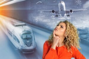 treno e aereo donna che pensa